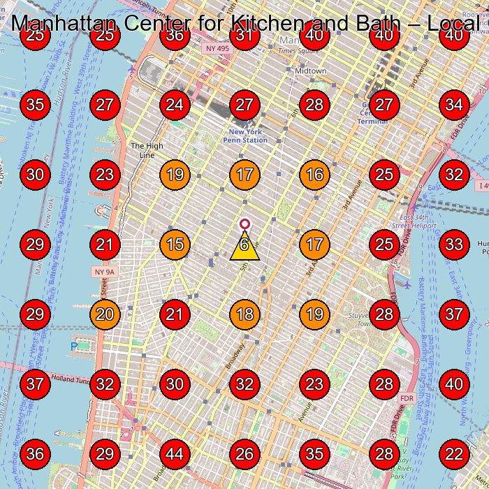 Manhattan Center for Kitchen and Bath GeoGrid visibility map for Kitchen Remodeler in Manhattan
